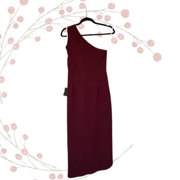Lulus So Flirty Burgundy One-Shoulder Cutout Asymmetrical Dress, Size Small NWT - Picture 3 of 5